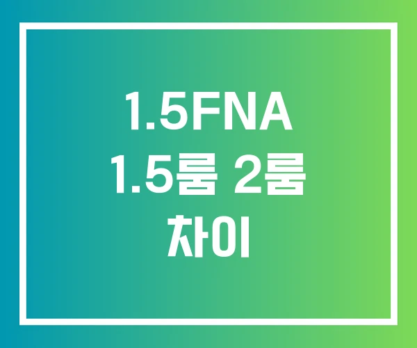 1.5FNA 1.5룸 2룸 차이 1.5FNA 1.5룸 2룸 차이