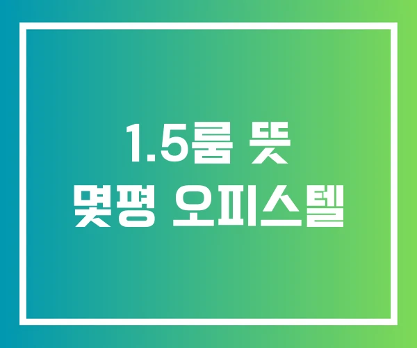 1.5룸 뜻 몇평 오피스텔 1.5룸 뜻 몇평 오피스텔