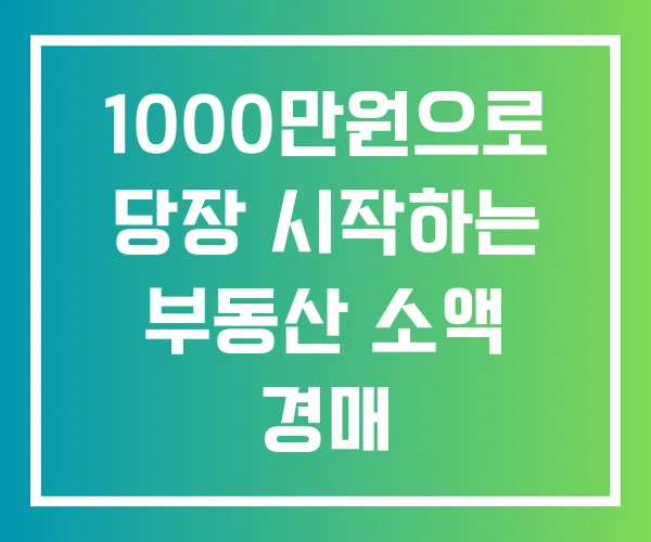 1000만원으로 당장 시작하는 부동산 소액 경매