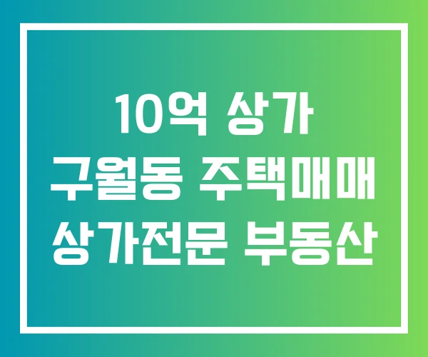 10억 상가 구월동 주택매매 상가전문 부동산