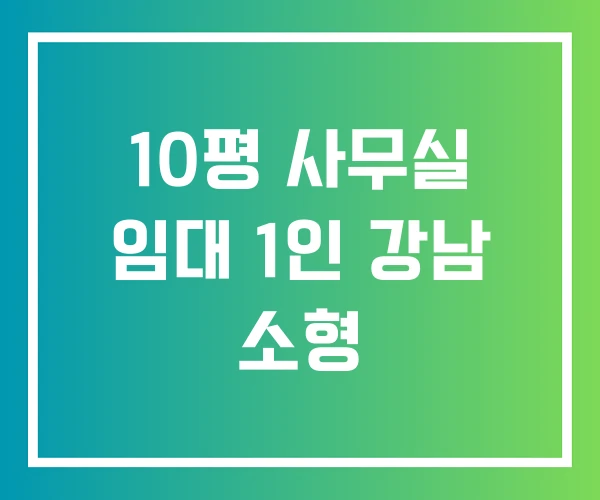 10평 사무실 임대 1인 강남 소형