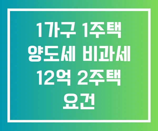 1가구 1주택 양도세 비과세 12억 2주택 요건