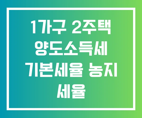1가구 2주택 양도소득세 기본세율 농지 세율