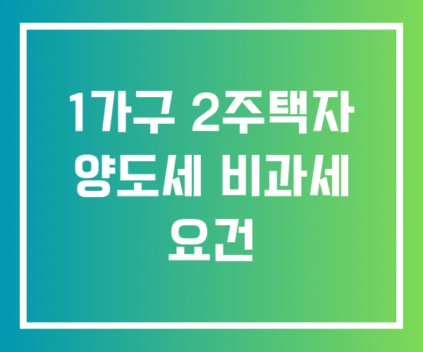 1가구 2주택자 양도세 비과세 요건 1가구 2주택자 양도세 비과세 요건