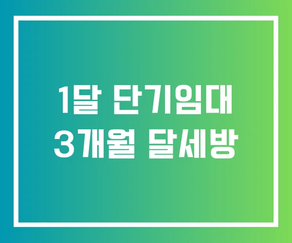 1달 단기임대 3개월 달세방