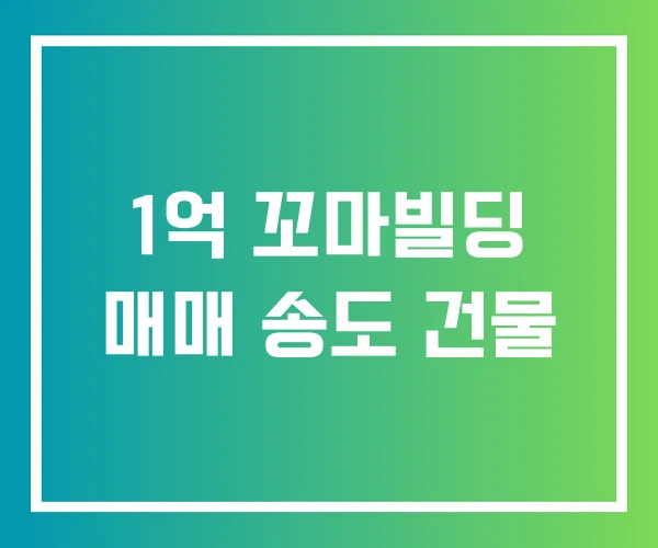 1억 꼬마빌딩 매매 송도 건물