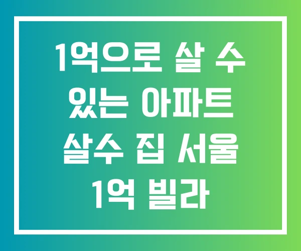 1억으로 살 수 있는 아파트 살수 집 서울 1억 빌라