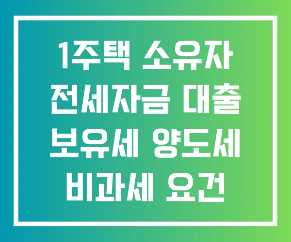 1주택 소유자 전세자금 대출 보유세 양도세 비과세 요건 1주택 소유자 전세자금 대출 보유세 양도세 비과세 요건