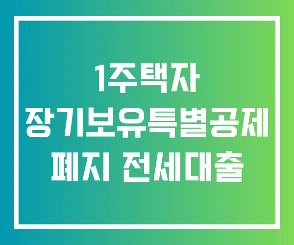 1주택자 장기보유특별공제 폐지 전세대출