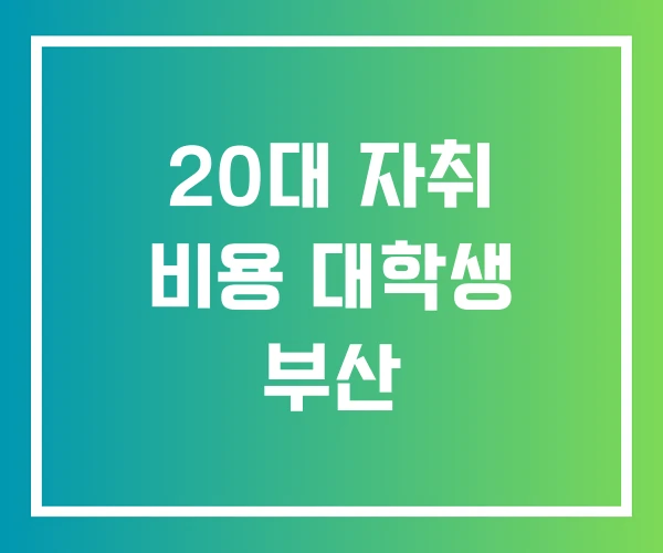 20대 자취 비용 대학생 부산