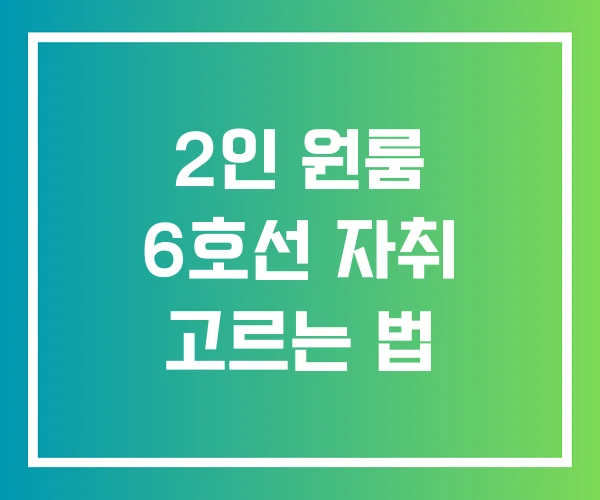 2인 원룸 6호선 자취 고르는 법