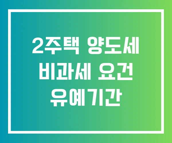 2주택 양도세 비과세 요건 유예기간