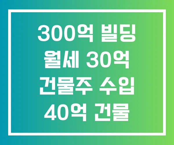 300억 빌딩 월세 30억 건물주 수입 40억 건물 월세 300억 빌딩 월세 30억 건물주 수입 40억 건물 월세