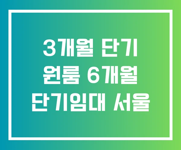 3개월 단기 원룸 6개월 단기임대 서울