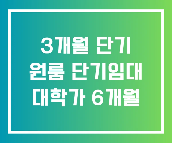 3개월 단기 원룸 단기임대 대학가 6개월