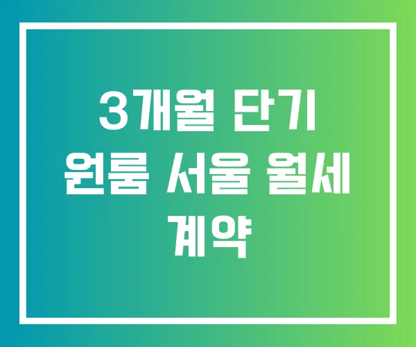 3개월 단기 원룸 서울 월세 계약