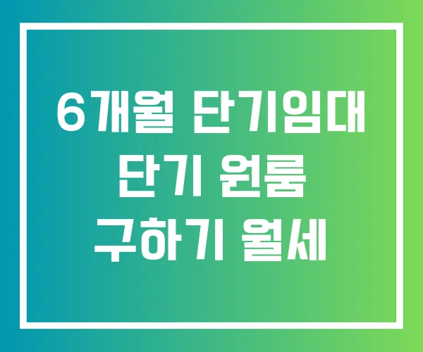 6개월 단기임대 단기 원룸 구하기 월세
