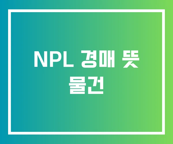 NPL 경매 뜻 물건 NPL 경매 뜻 물건
