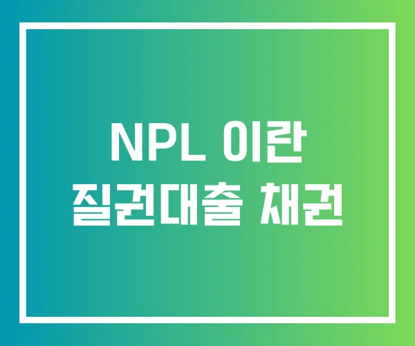 NPL 이란 질권대출 채권 NPL 이란 질권대출 채권