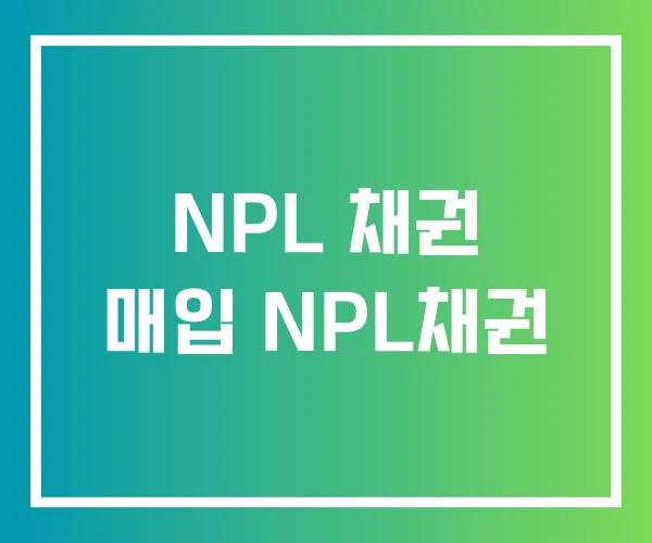 NPL 채권 매입 NPL채권