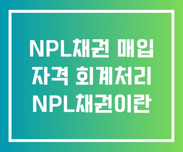 NPL채권 매입 자격 회계처리 NPL채권이란 NPL채권 매입 자격 회계처리 NPL채권이란