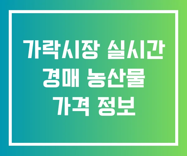 가락시장 실시간 경매 농산물 가격 정보 가락시장 실시간 경매 농산물 가격 정보