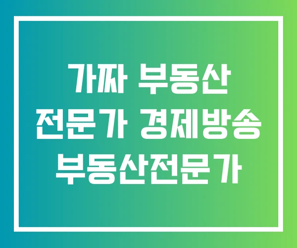 가짜 부동산 전문가 경제방송 부동산전문가