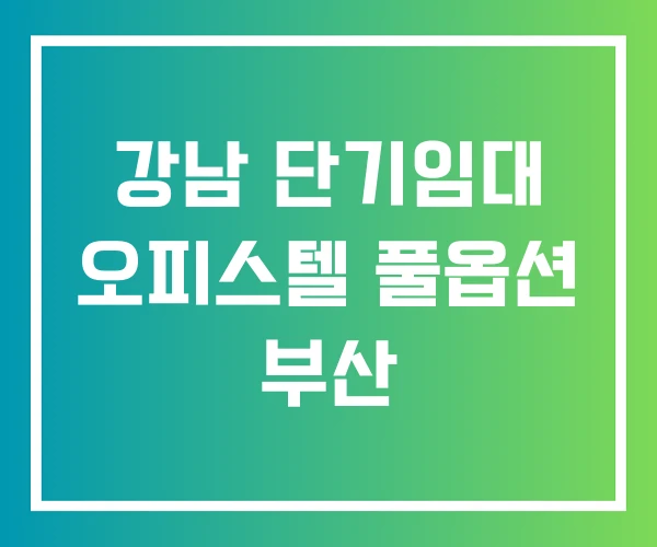 강남 단기임대 오피스텔 풀옵션 부산