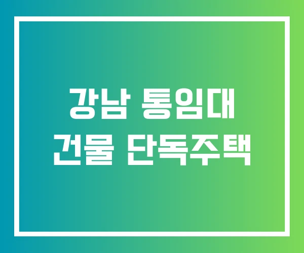 강남 통임대 건물 단독주택