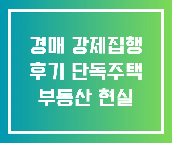 경매 강제집행 후기 단독주택 부동산 현실 경매 강제집행 후기 단독주택 부동산 현실