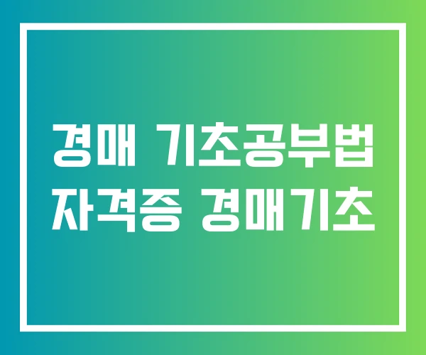 경매 기초공부법 자격증 경매기초