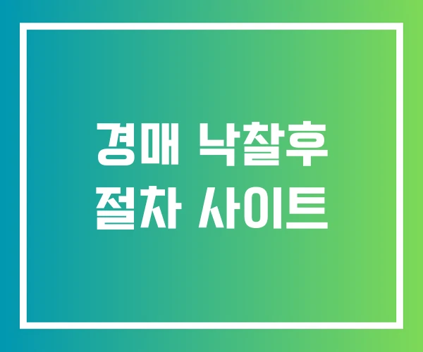 경매 낙찰후 절차 사이트