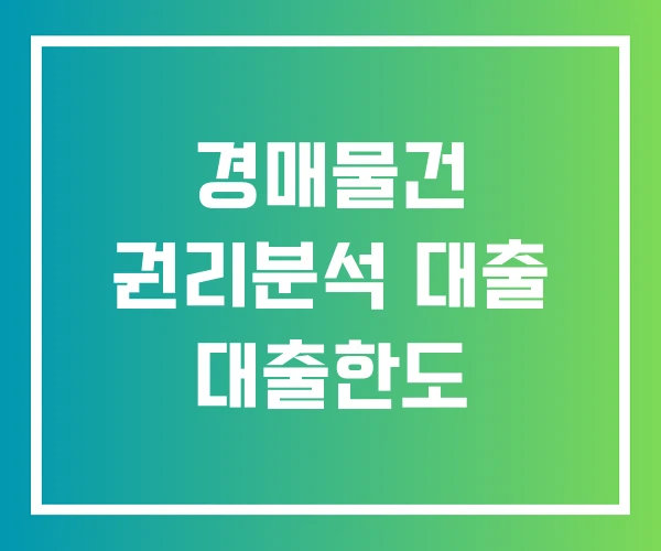 경매물건 권리분석 대출 대출한도