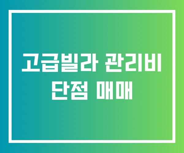 고급빌라 관리비 단점 매매