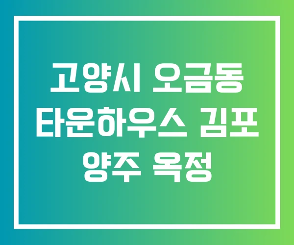 고양시 오금동 타운하우스 김포 양주 옥정 고양시 오금동 타운하우스 김포 양주 옥정