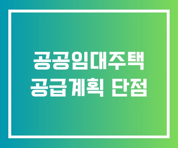 공공임대주택 공급계획 단점