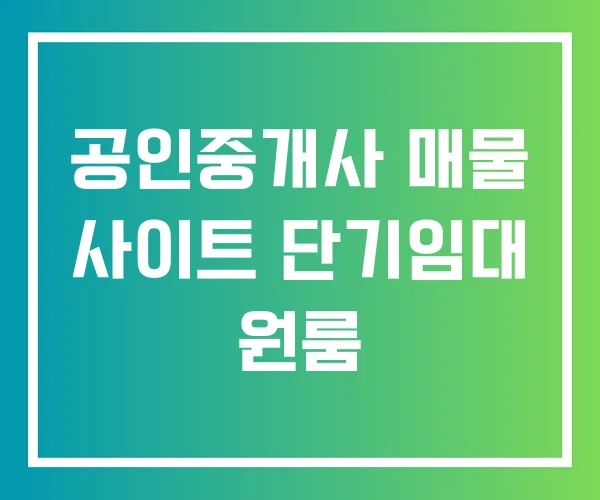 공인중개사 매물 사이트 단기임대 원룸