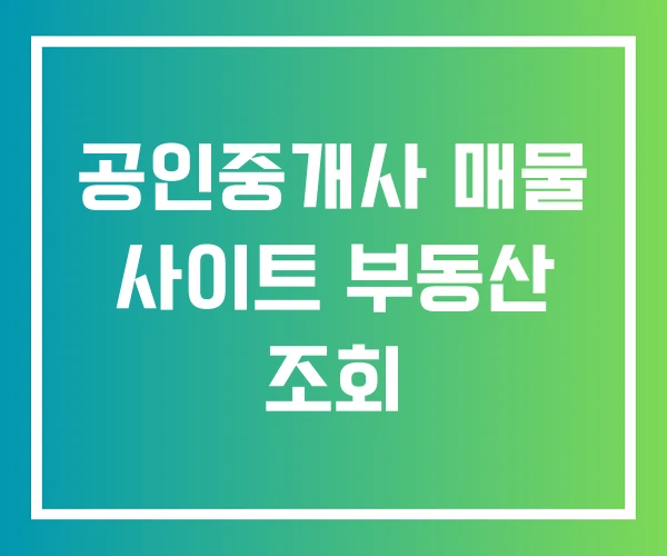 공인중개사 매물 사이트 부동산 조회