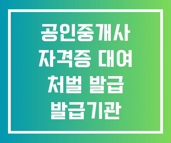 공인중개사 자격증 대여 처벌 발급 발급기관