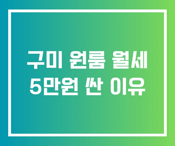 구미 원룸 월세 5만원 싼 이유