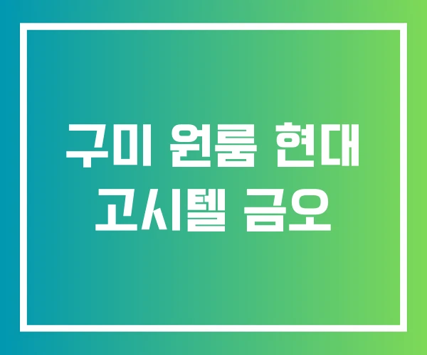 구미 원룸 현대 고시텔 금오