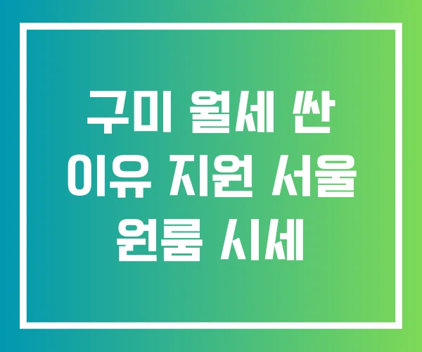 구미 월세 싼 이유 지원 서울 원룸 시세