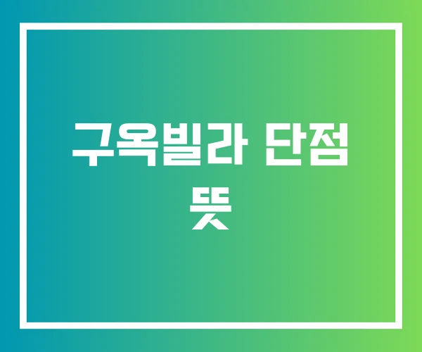 구옥빌라 단점 뜻