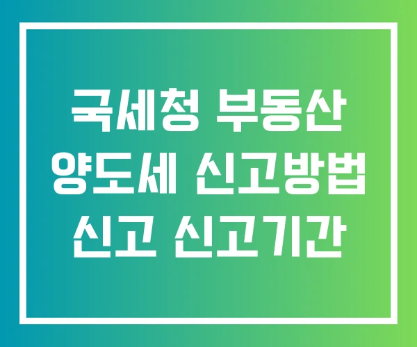국세청 부동산 양도세 신고방법 신고 신고기간