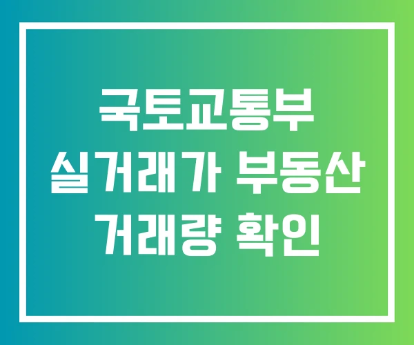 국토교통부 실거래가 부동산 거래량 확인