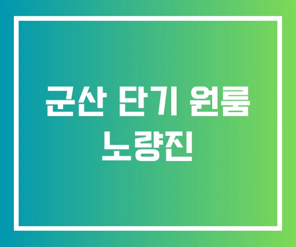 군산 단기 원룸 노량진