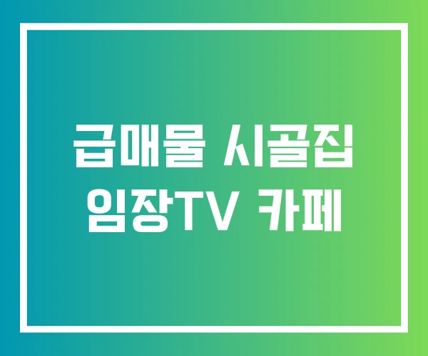 급매물 시골집 임장TV 카페