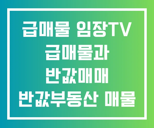 급매물 임장TV 급매물과 반값매매 반값부동산 매물