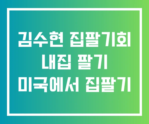 김수현 집팔기회 내집 팔기 미국에서 집팔기