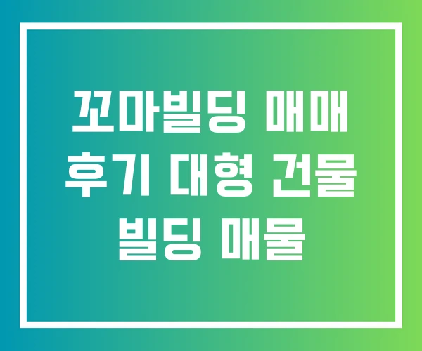 꼬마빌딩 매매 후기 대형 건물 빌딩 매물